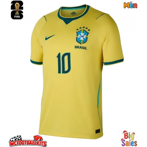 Brazil Neymar Jr #10 Replica Home Stadium Shirt World Cup 2026 Short Sleeve
